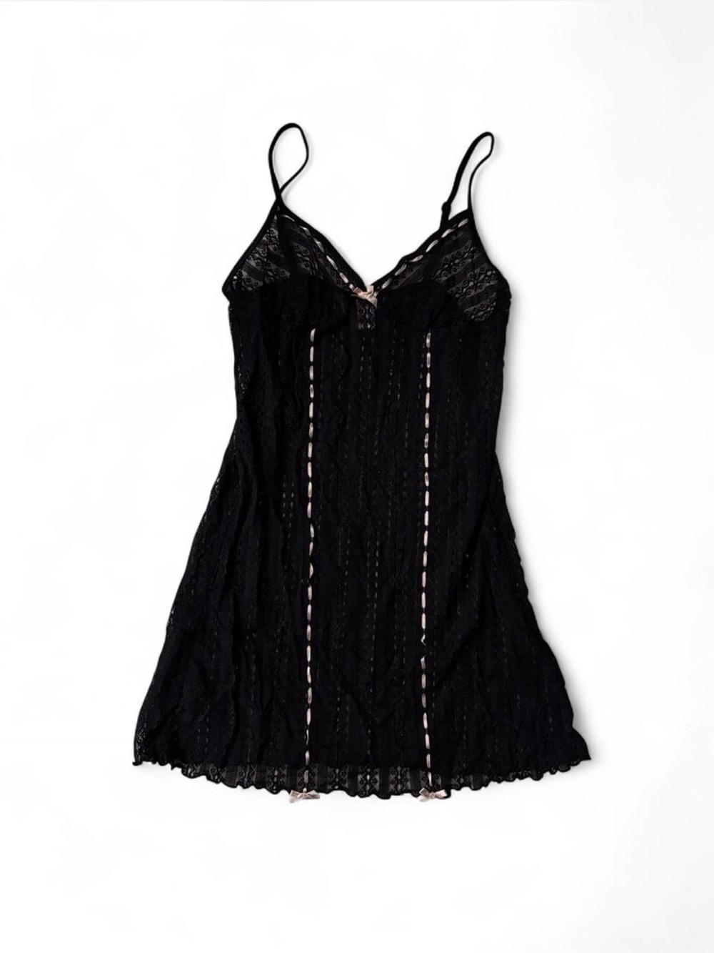 La Vie en Rose black lace babydoll chemise slip dress
